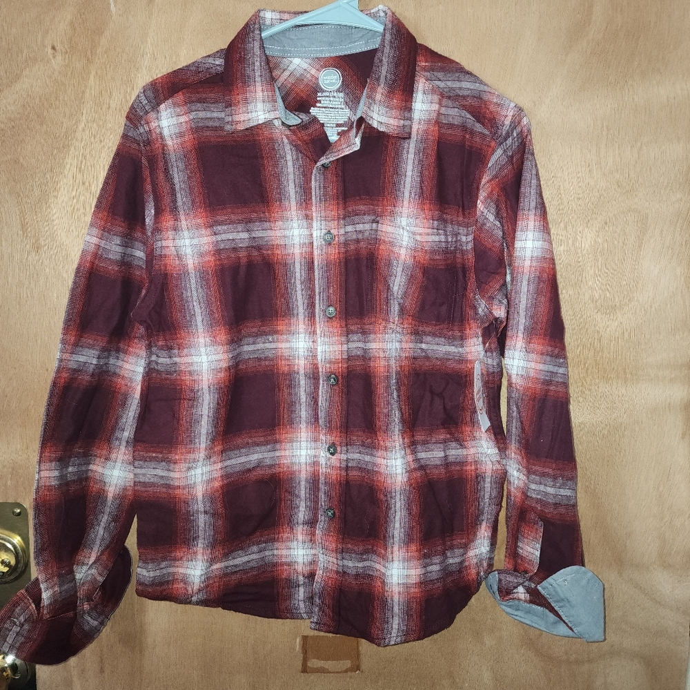 Wonder nation flannel long sleeve button down boys size xl 14/16